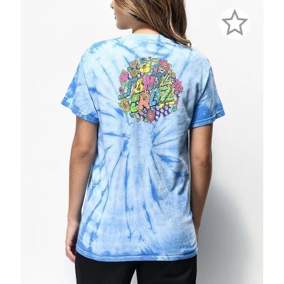 Santa Cruz Skateboard Womens Top NEW Blue Tie Dye Baked Dot T-Shirt Size Small - Picture 1 of 16